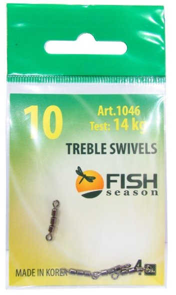 Вертлюг Fish Season тройной скоростной цилиндр. №14 4кг 4шт 1046-14F