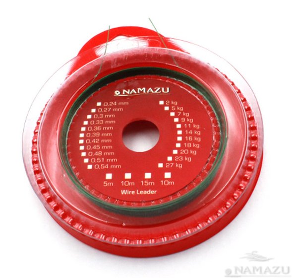 Поводковый материал Namazu 1х7, d-0,27 мм L-5 м, цв. Зеленый