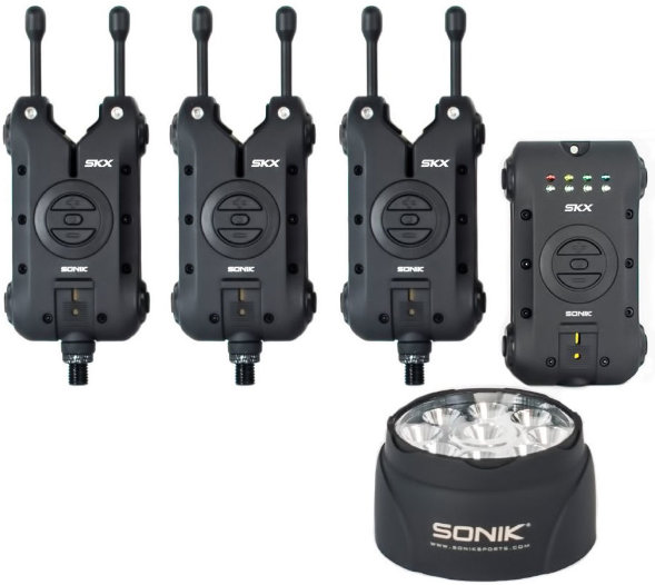 Комплект сигнализаторов с пейджером и лампой Sonik SKX 3+1 Set Multicolour + Bivvy Lamp SKX3+1ALM