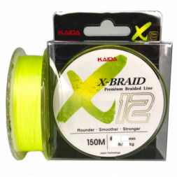 Плетенный шнур круглый Х-12 X-BRAID ярко желтый Japan Technology-6,8 кг
